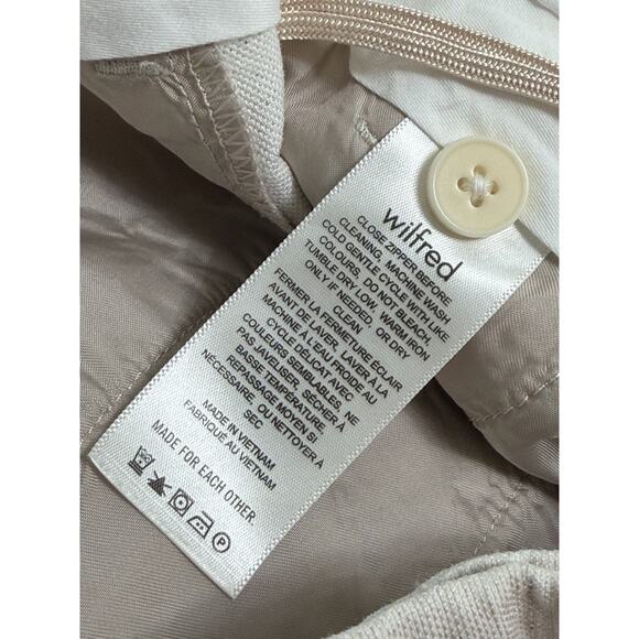 Wilfred Aritzia Pants Womens 12 Taupe Linen Lyocell Wide Leg Side Zip Trousers - Picture 4 of 4